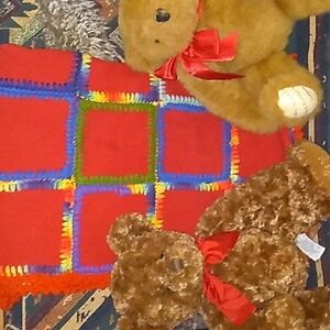 ⭐ Crocheted BOLD & BRIGHT Patchwork LAP Quilt/Blanket